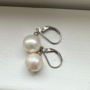 Elegant White Pearl Drop Earrings